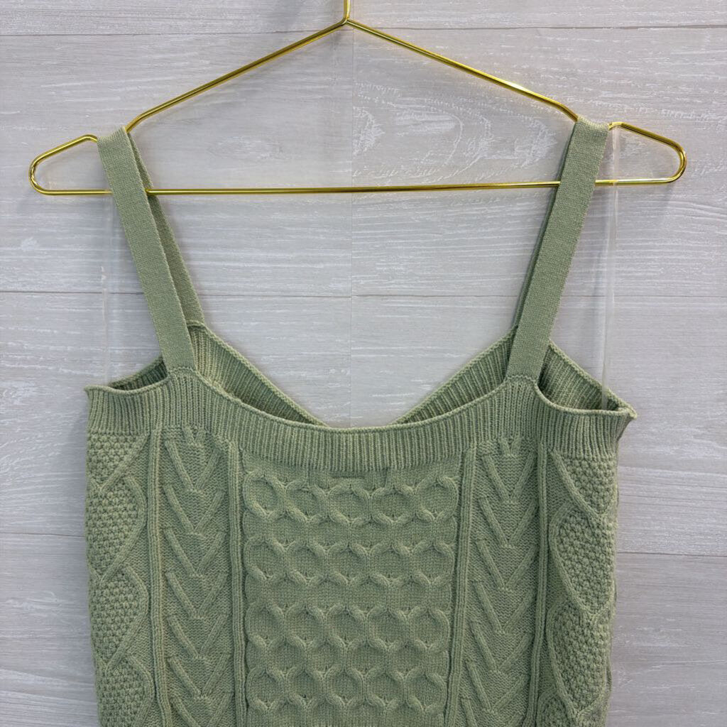Cotton Emporium Green Cable Knit Tank Top Large