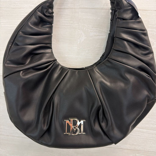 Badgley Mischka Black Vegan Leather Pleated Shoulder Purse