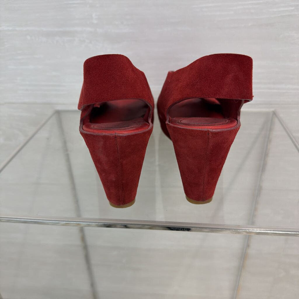 Johnston and Murphy Red Suede Tori Wedges 7.5