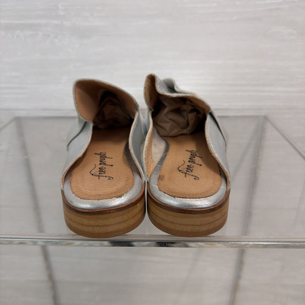 Free People Metallic Silver At Ease Loafer Mules 38