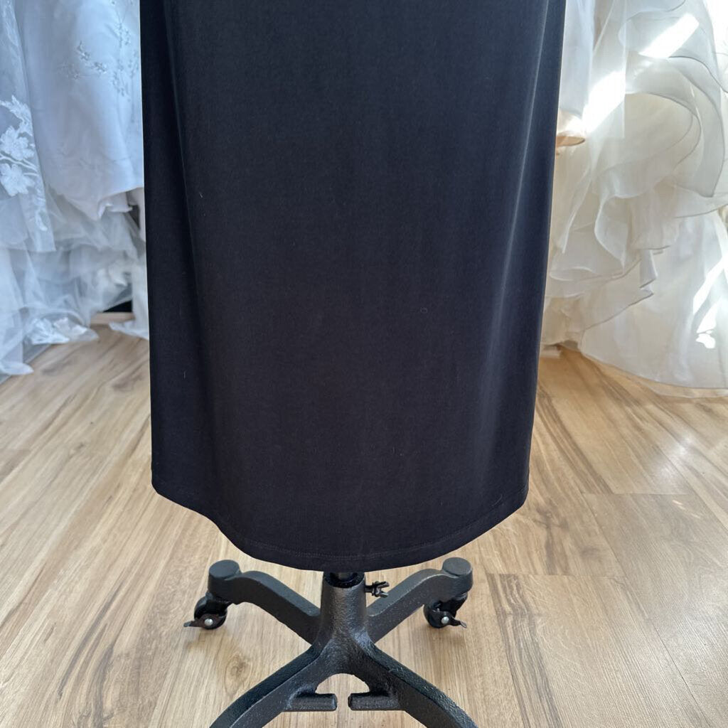 Eleganzarella Black Sheer Detail Long Formal Dress Large