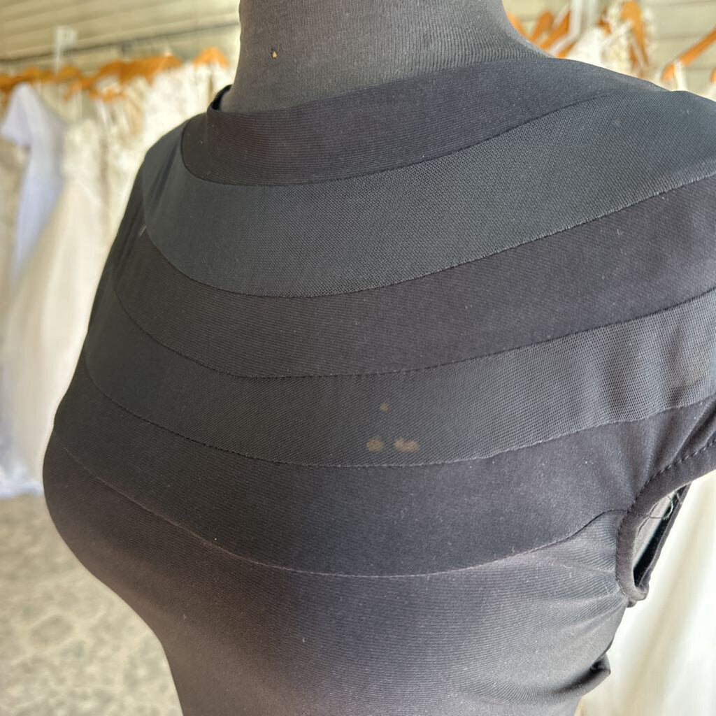 Eleganzarella Black Sheer Detail Long Formal Dress Large