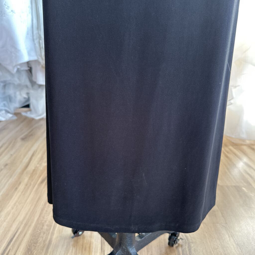 Eleganzarella Black Sheer Detail Long Formal Dress Large