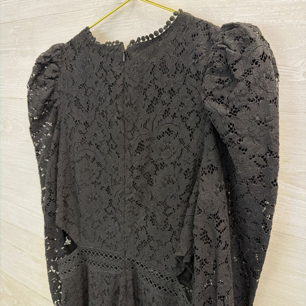 Express Black Lace Long Sleeve Cut Out Sides Dress Medium