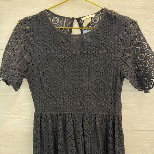 Black Lace Short Sleeve Midi Dress 6