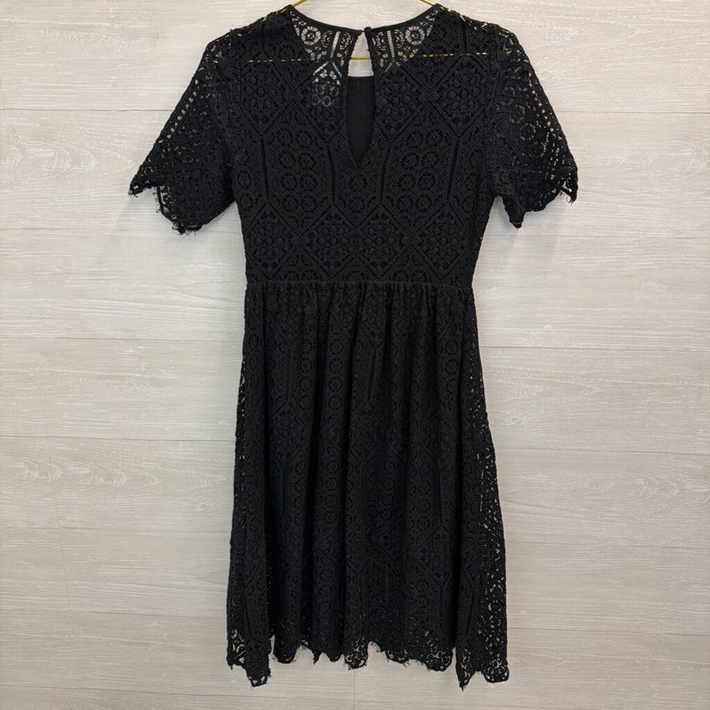 Black Lace Short Sleeve Midi Dress 6
