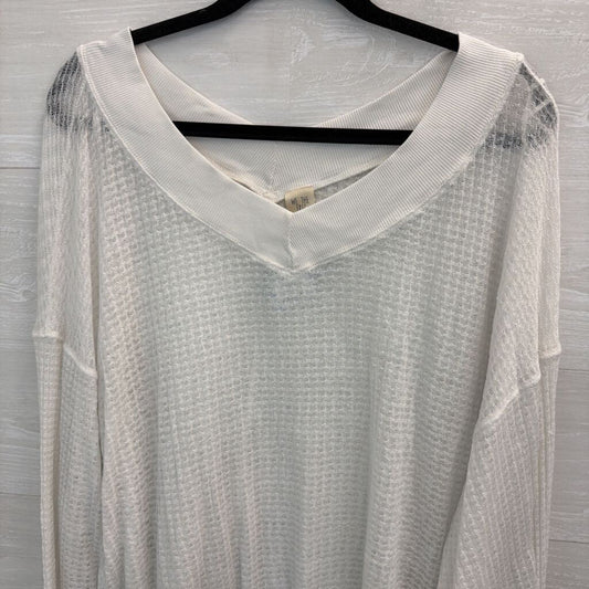 We The Free White Knit Slouchy Long Sleeve Top Medium