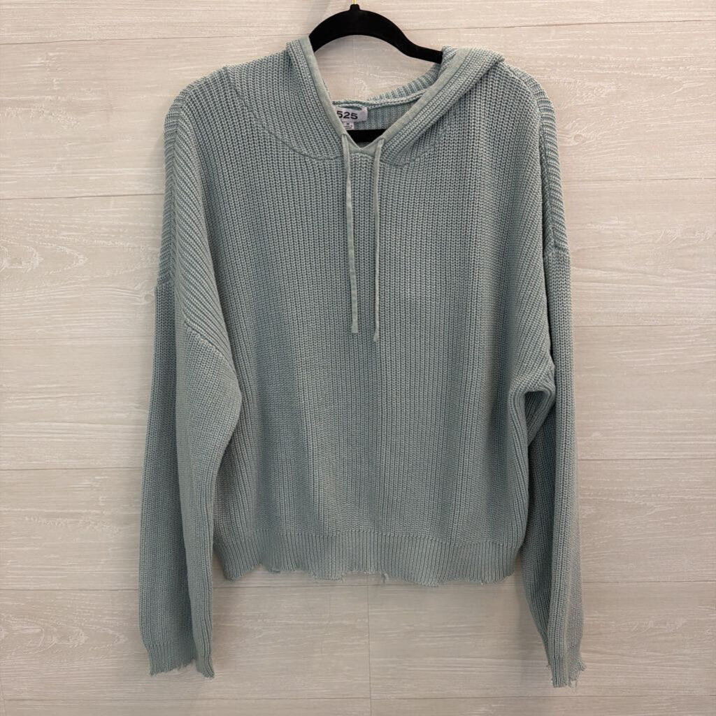 525 Blue Knit Hooded Sweater Medium