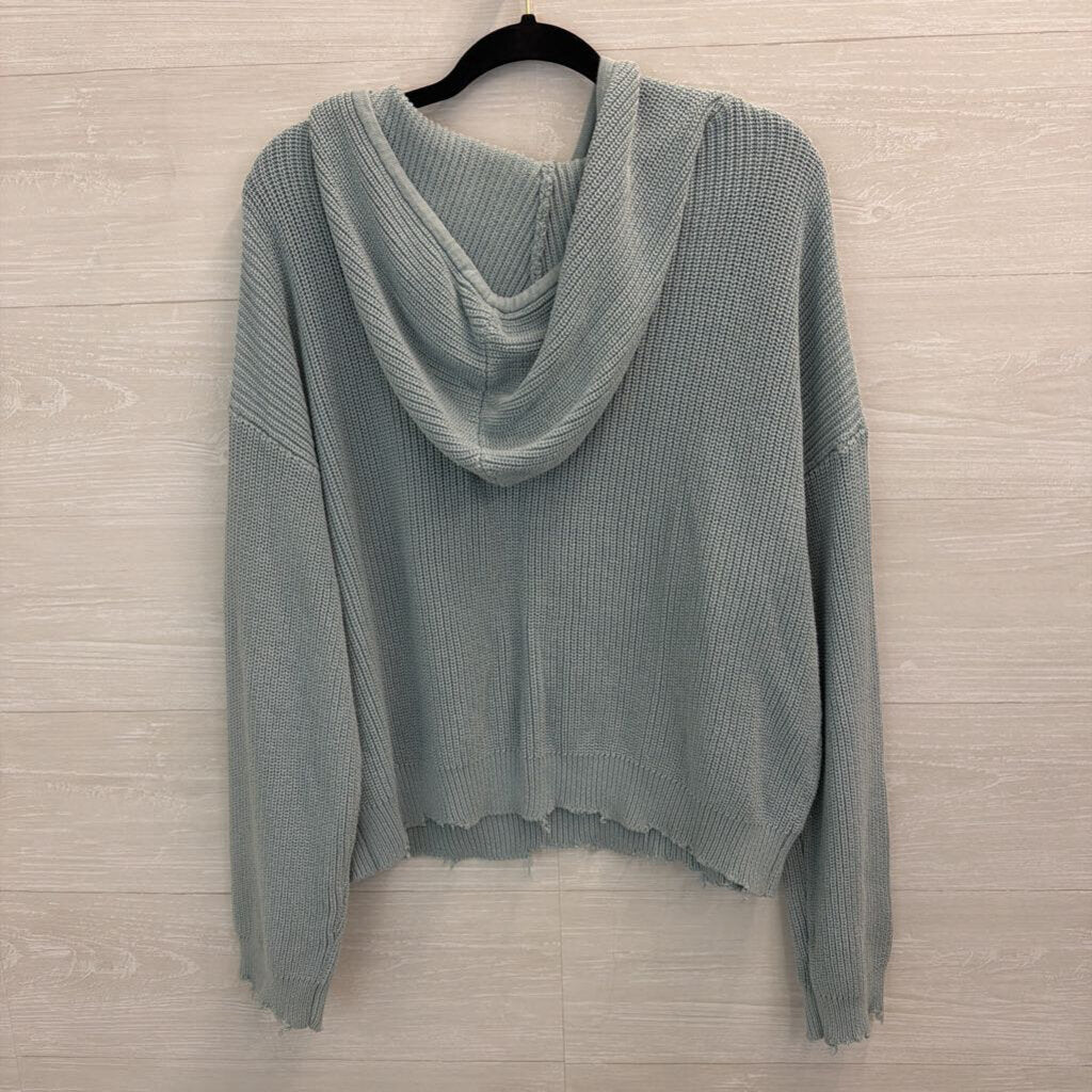525 Blue Knit Hooded Sweater Medium