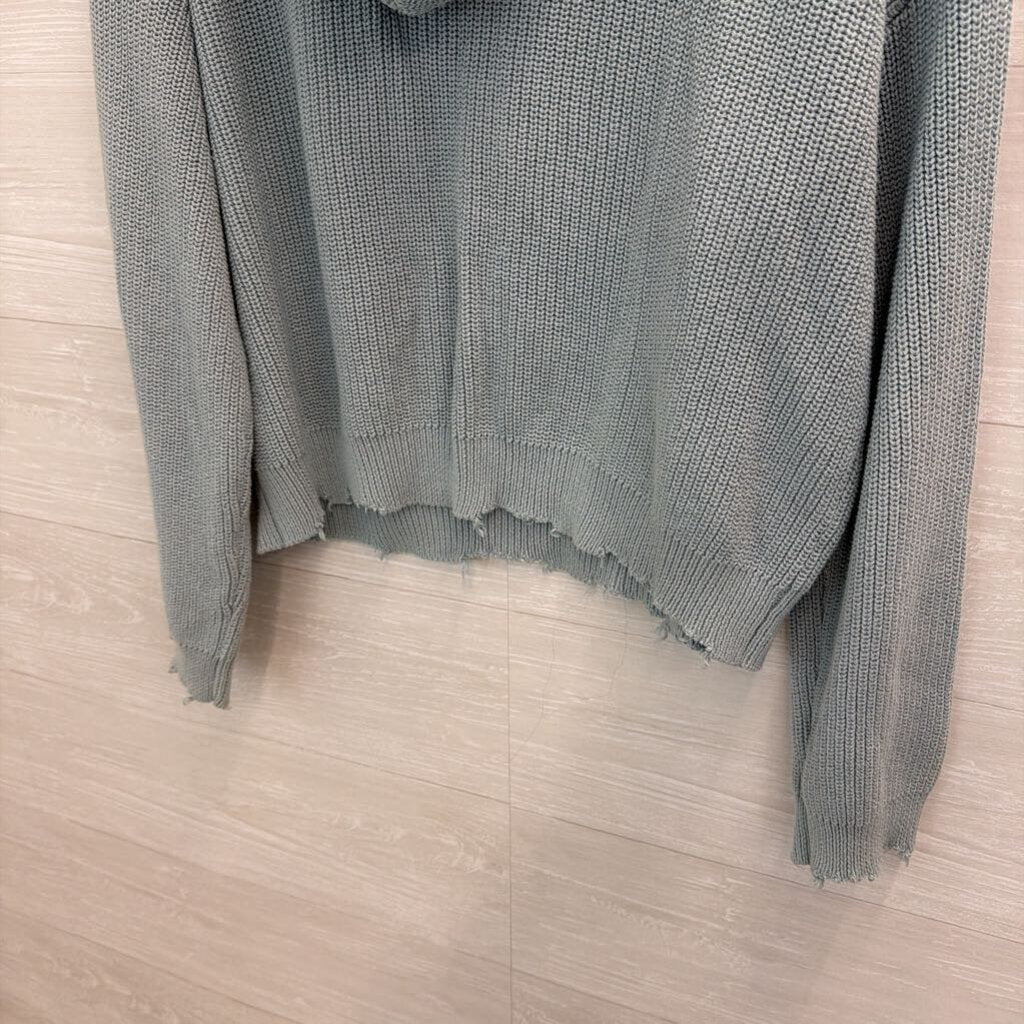 525 Blue Knit Hooded Sweater Medium