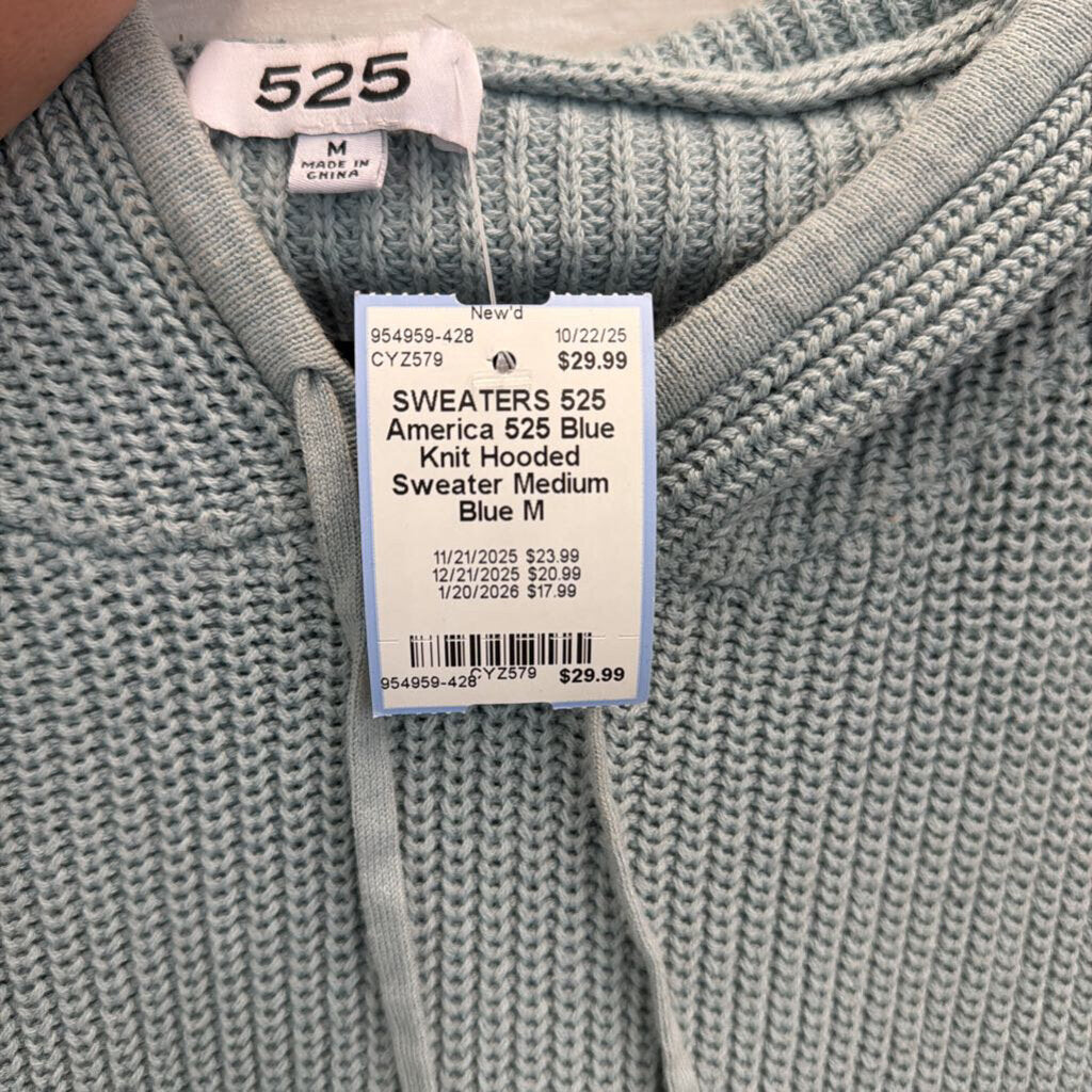 525 Blue Knit Hooded Sweater Medium