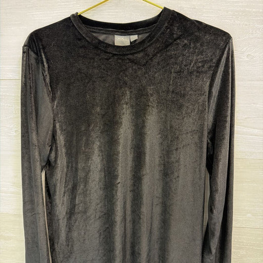 Asos Black Velvet Long Sleeve Top Medium
