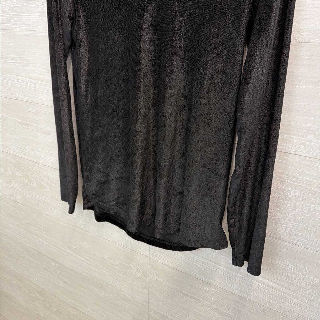 Asos Black Velvet Long Sleeve Top Medium