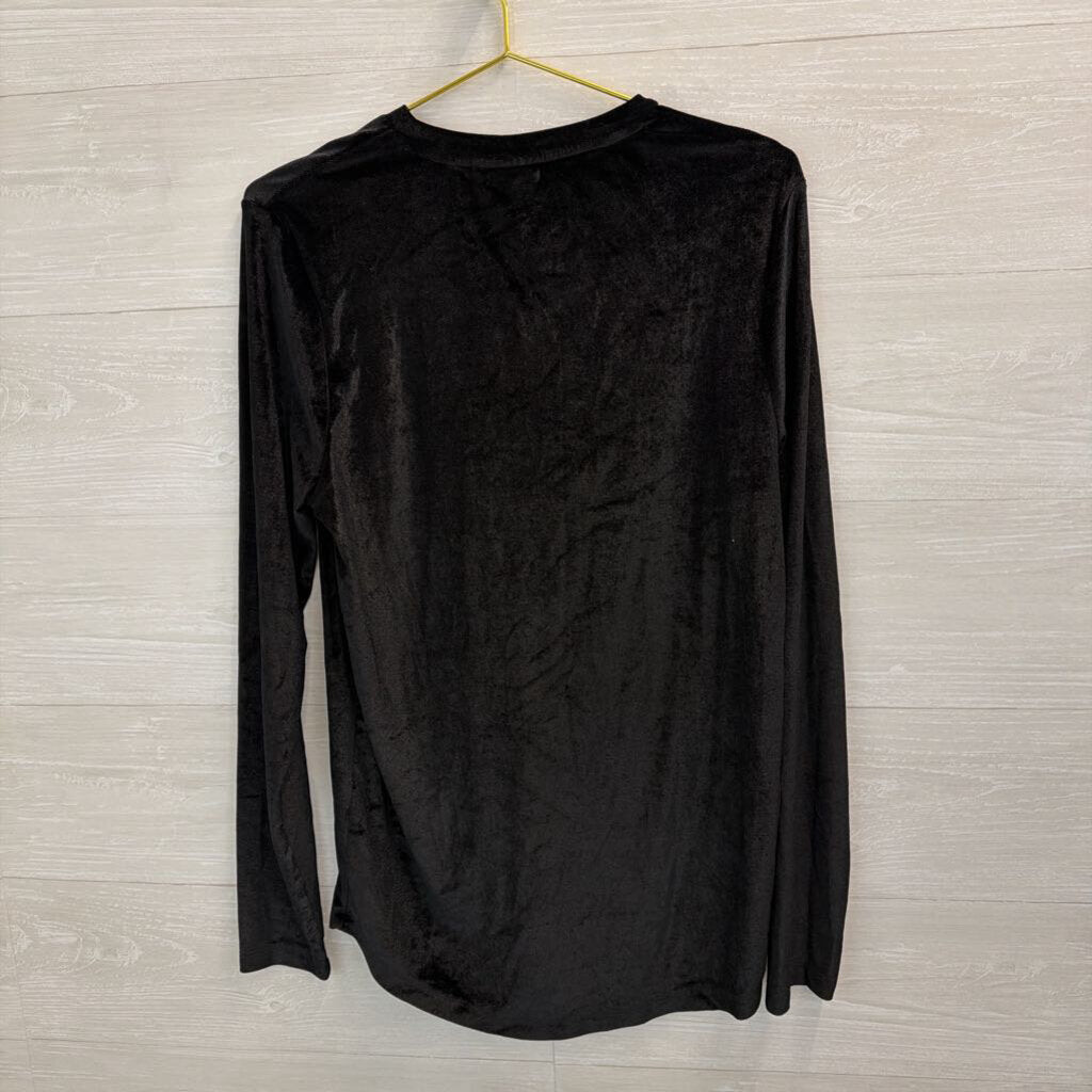 Asos Black Velvet Long Sleeve Top Medium