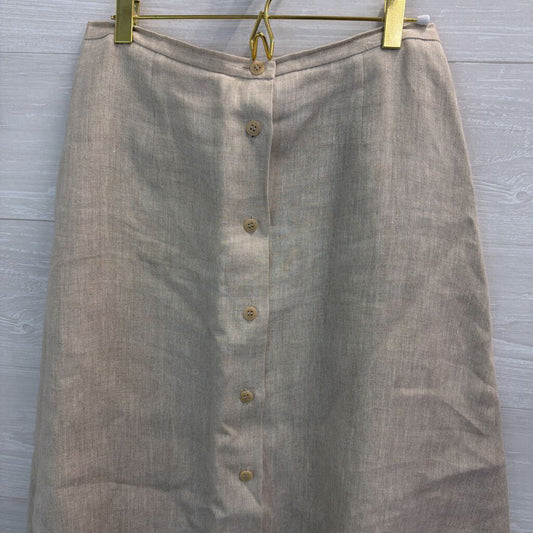 Talbots Brown 100% Linen Midi Skirt 8