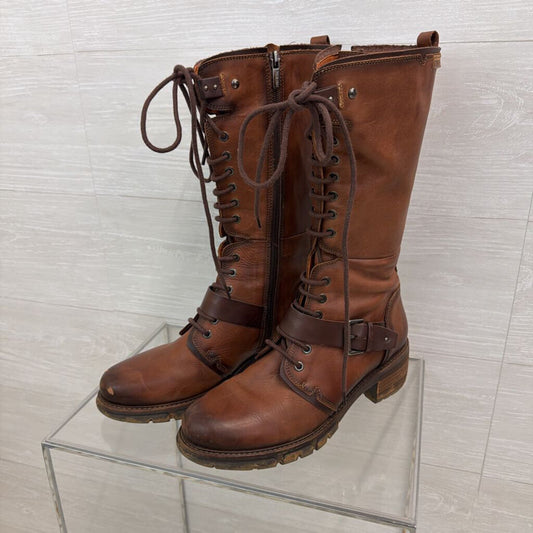 Pikolinos Brown Leather San Sebastia Tall Boots 39