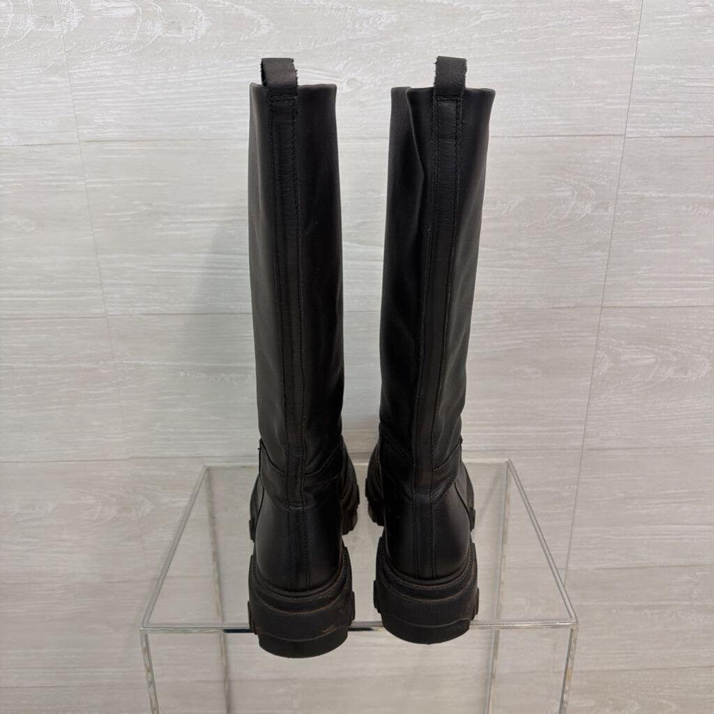 Steve Madden "Esme" Black Leather Chunky Boots