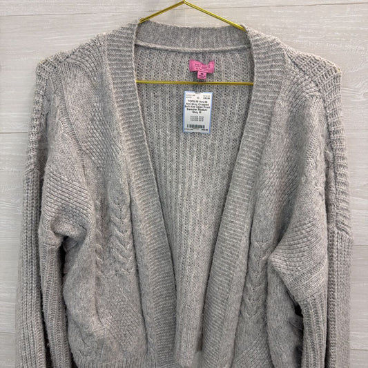 Mi Ami Grey Cropped Soft Knit Open Front Sweater Medium