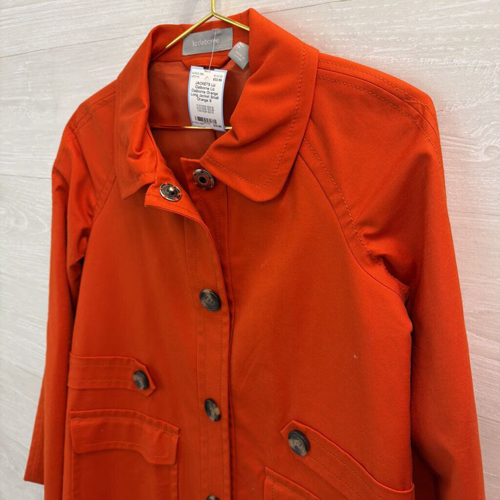 Liz Claiborne Orange Long Jacket Small