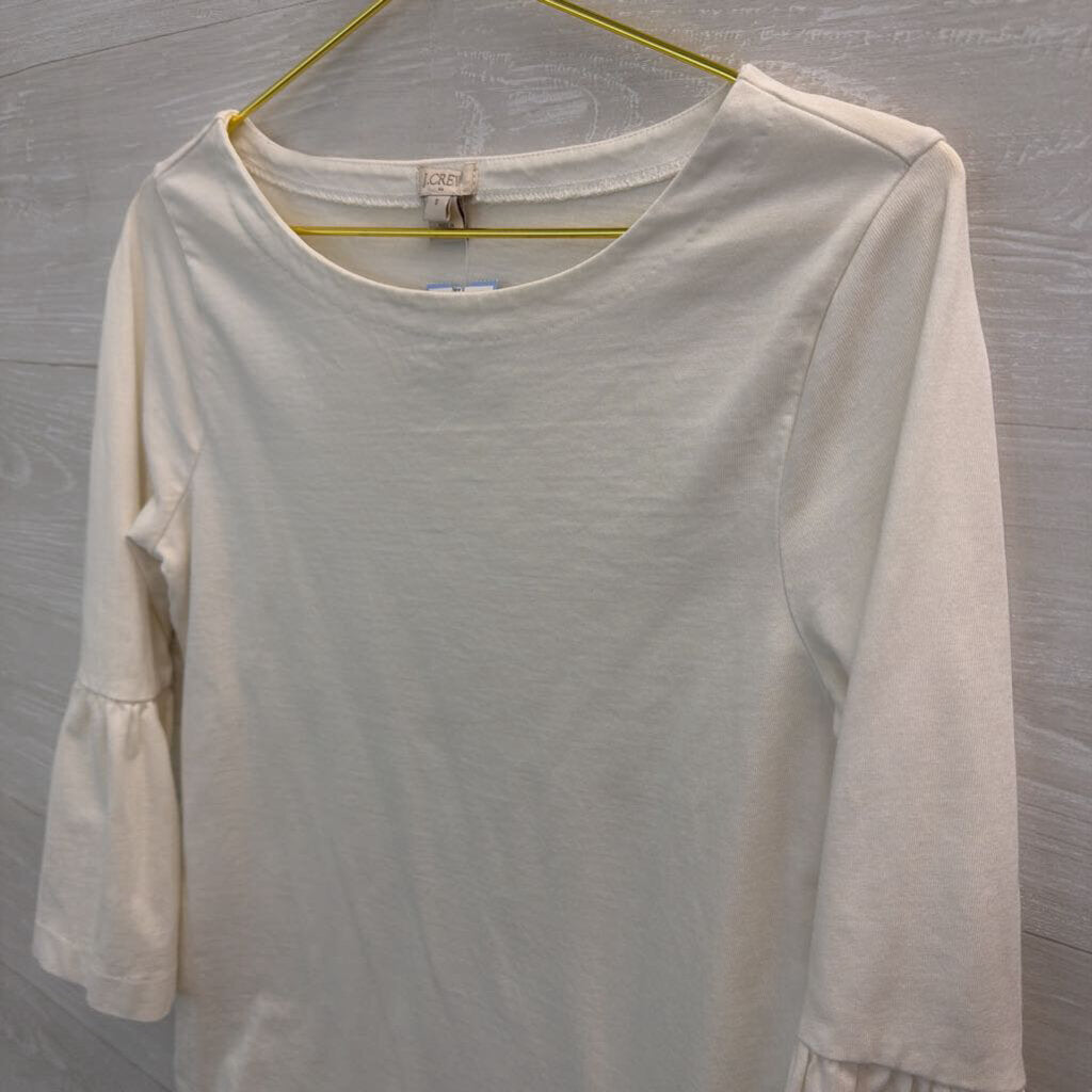 J Crew Cream Long Bell Sleeve Top Small