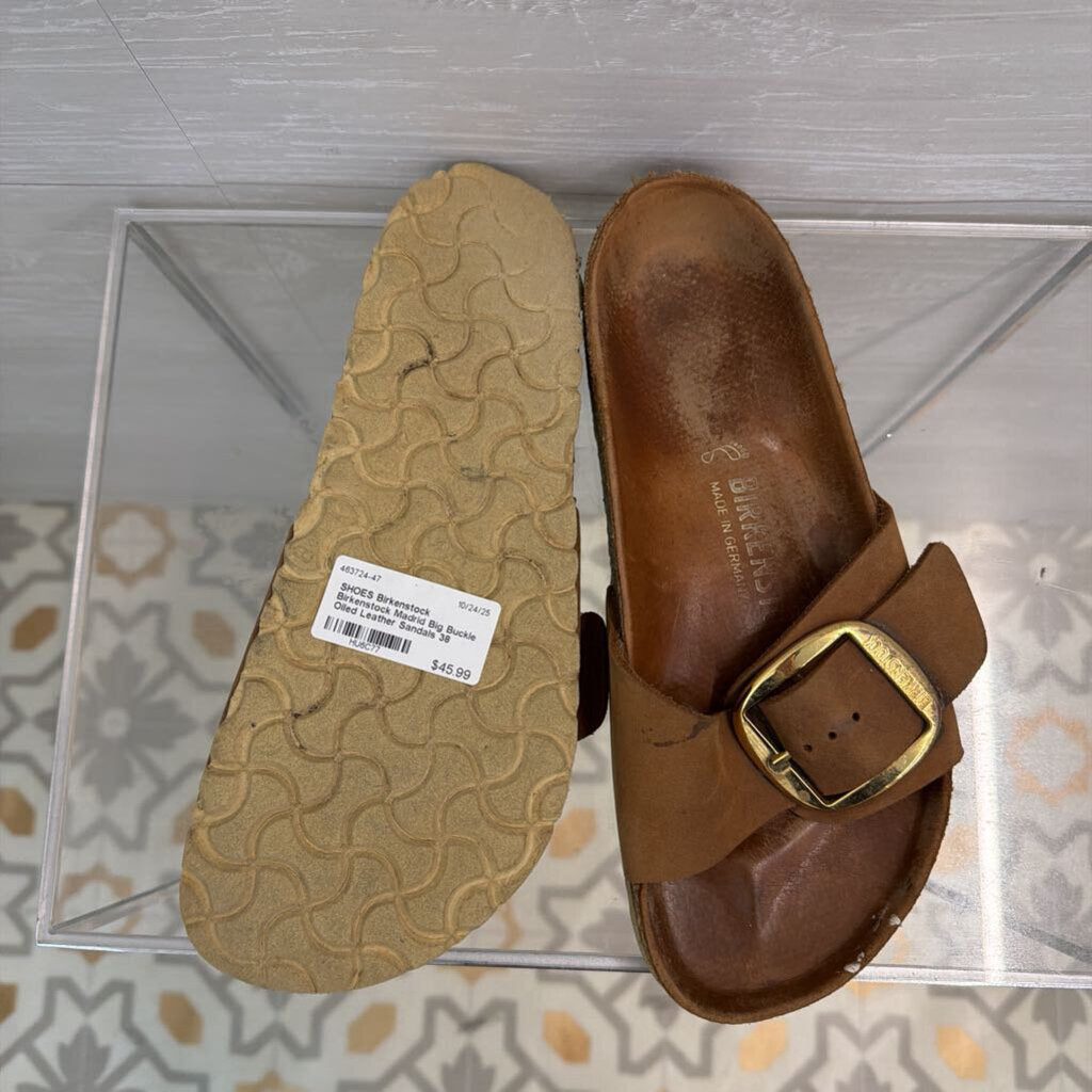 Birkenstock Madrid Big Buckle Oiled Leather Sandals 38