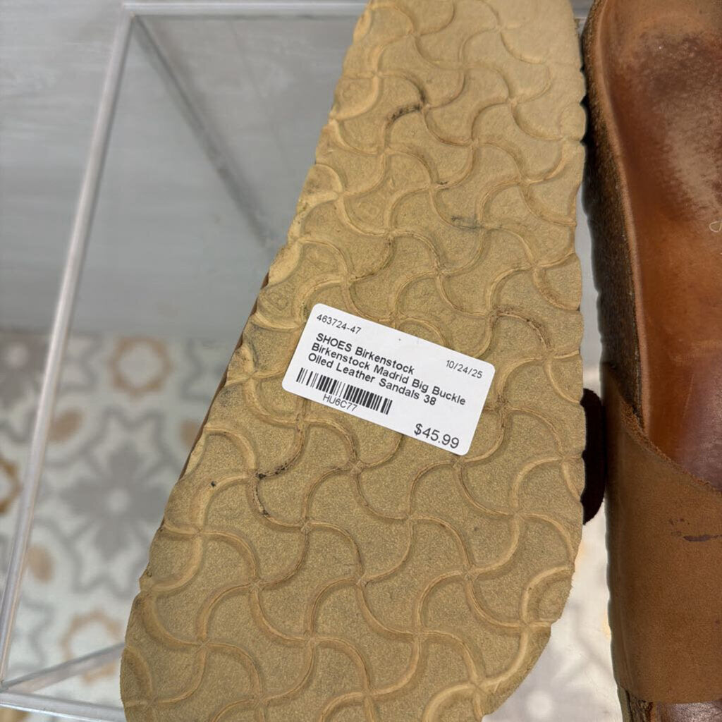 Birkenstock Madrid Big Buckle Oiled Leather Sandals 38