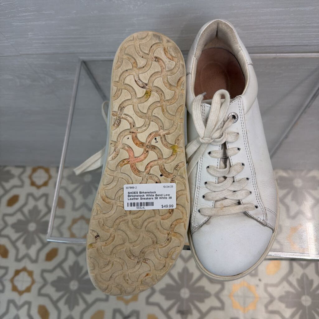 Birkenstock White Bend Low Leather Sneakers 38