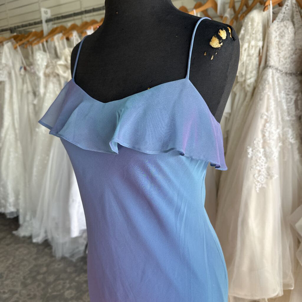 David's Bridal Blue/ Purple Iridescent Long Formal Dress 4