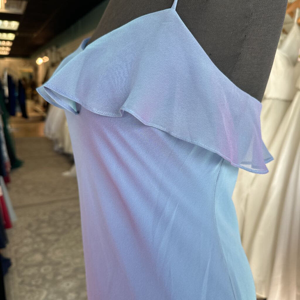 David's Bridal Blue/ Purple Iridescent Long Formal Dress 4