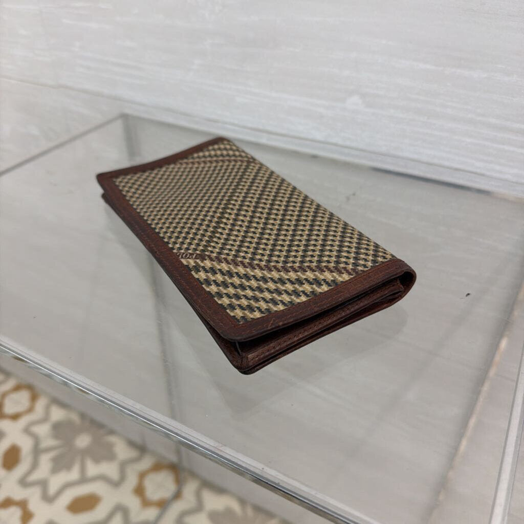 Ralph Lauren Brown Gun Check Plaid Wallet