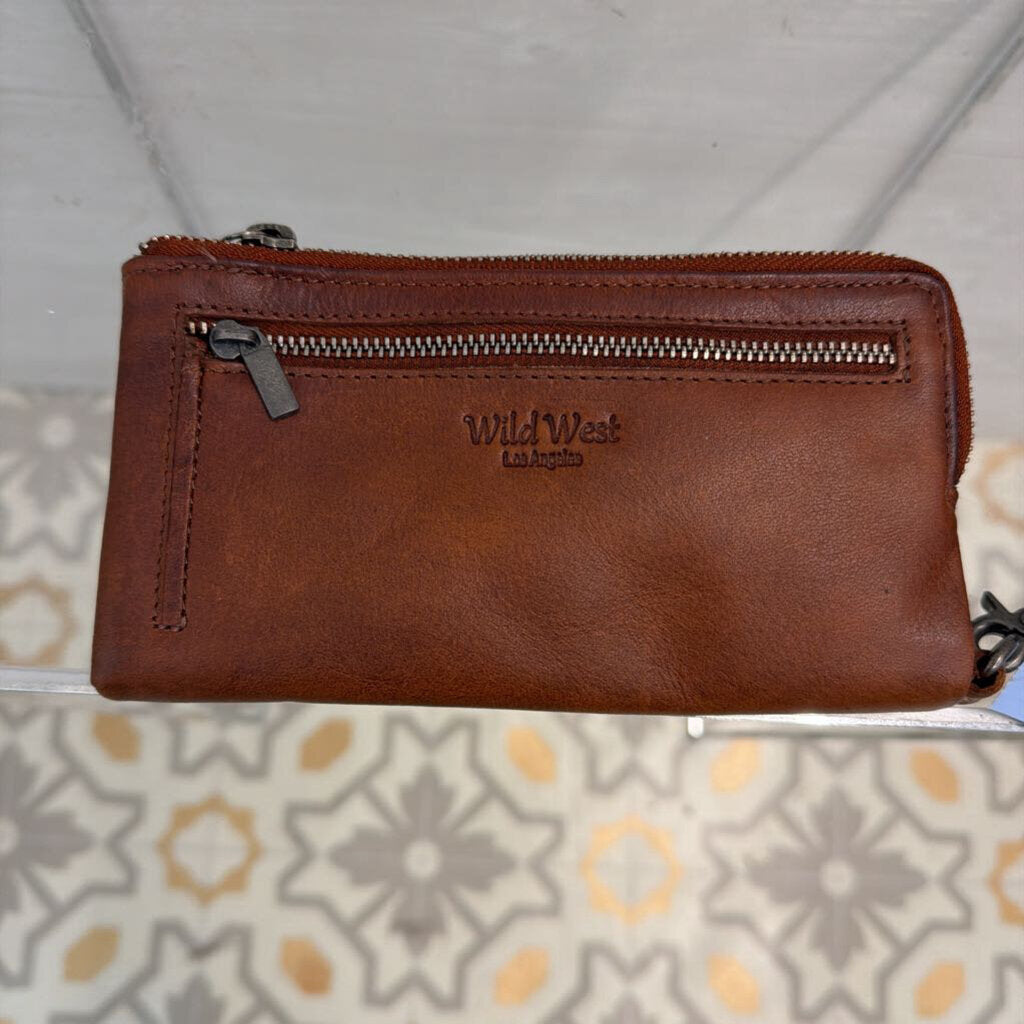 Wild West Brown Leather Wristlet Wallet