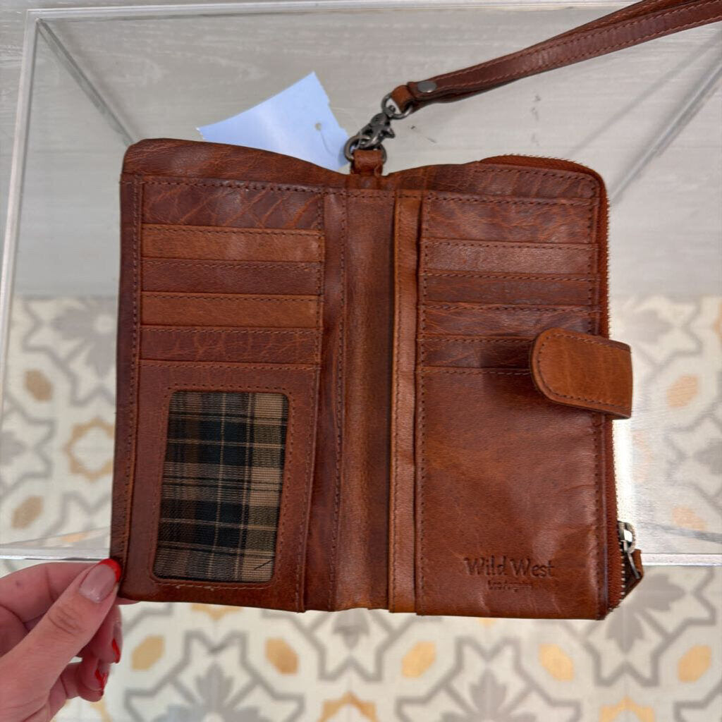 Wild West Brown Leather Wristlet Wallet