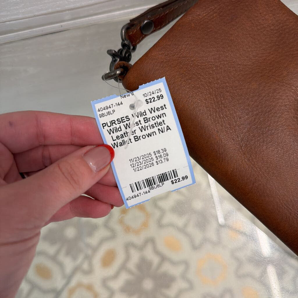 Wild West Brown Leather Wristlet Wallet