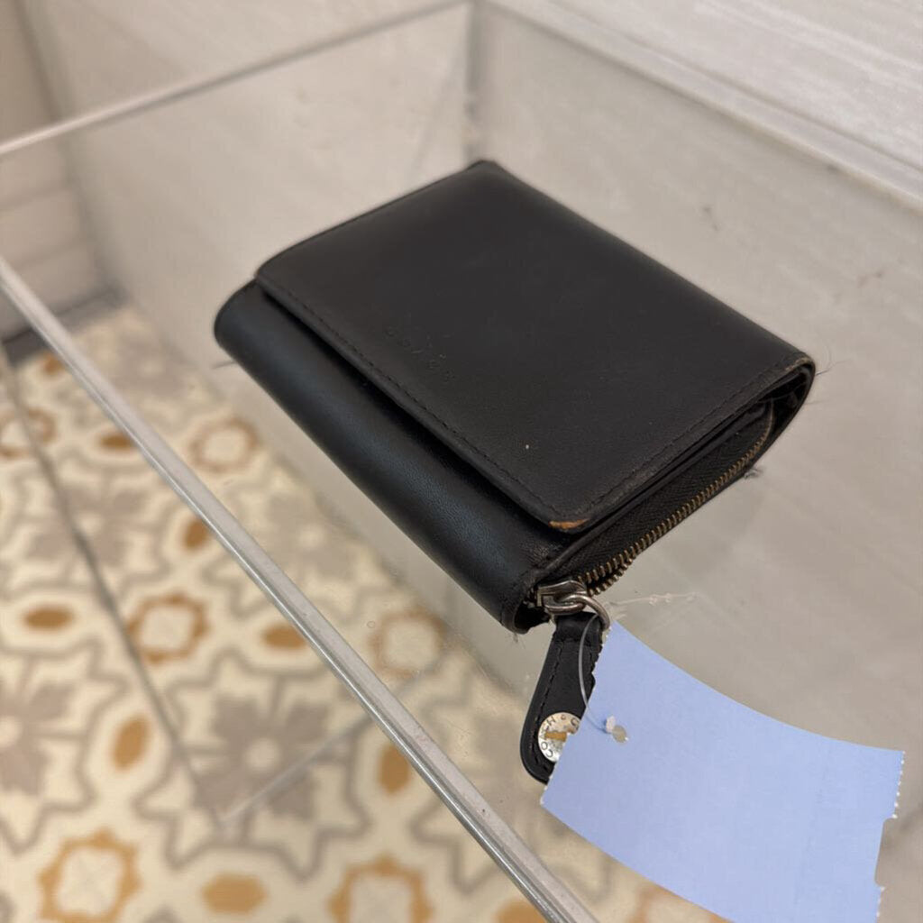 Coach Black Leather Fold Over Small Wallet