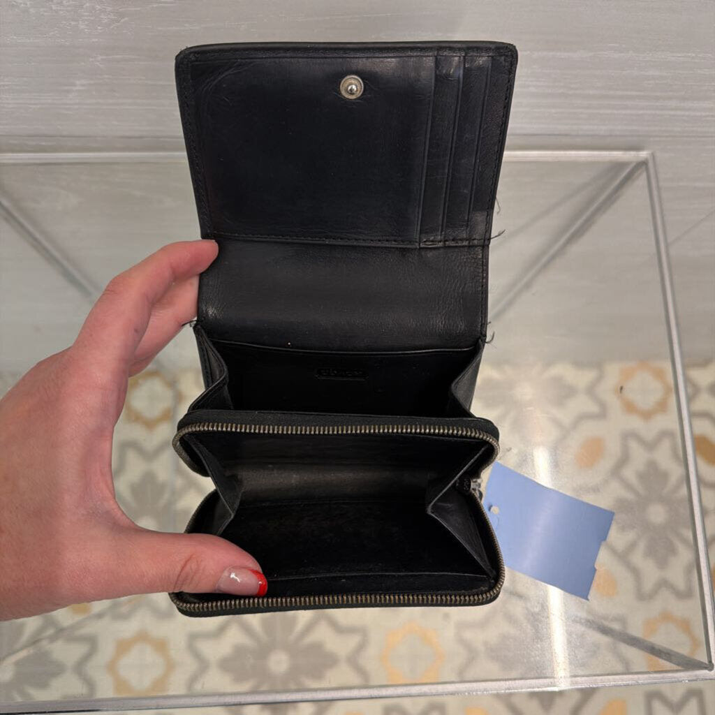 Coach Black Leather Fold Over Small Wallet