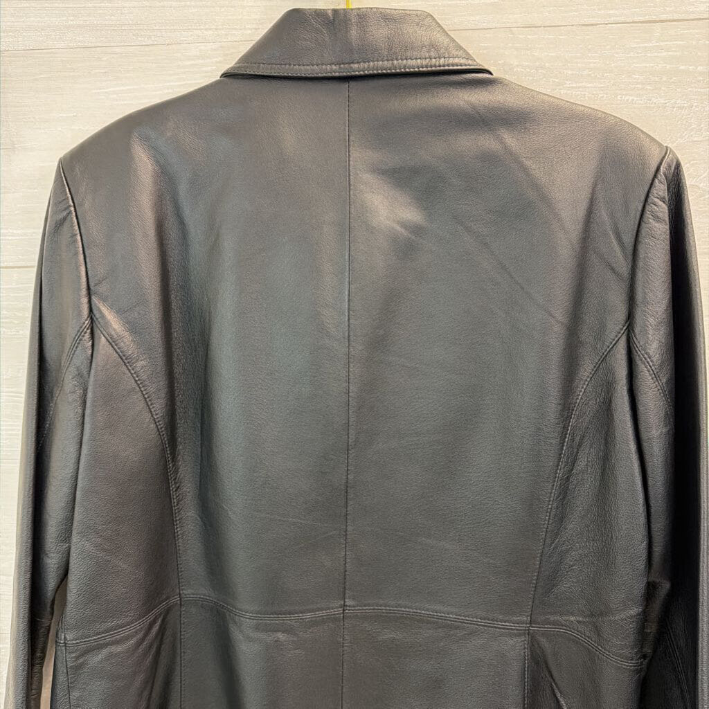 Worthington Black Leather Zip Up Jacket Extra Large Petite