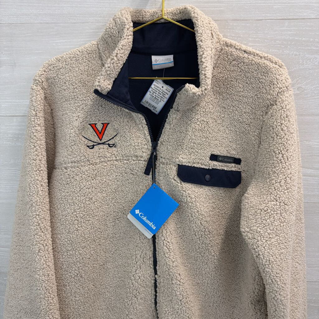 Columbia Beige Mountain Side Fleece Virginia Cavaliers Zip Up Jacket Extra Large