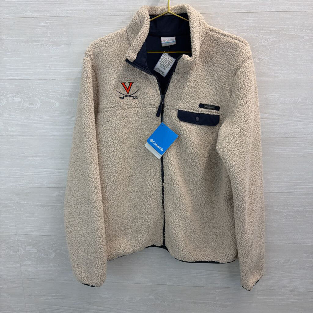 Columbia Beige Mountain Side Fleece Virginia Cavaliers Zip Up Jacket Extra Large