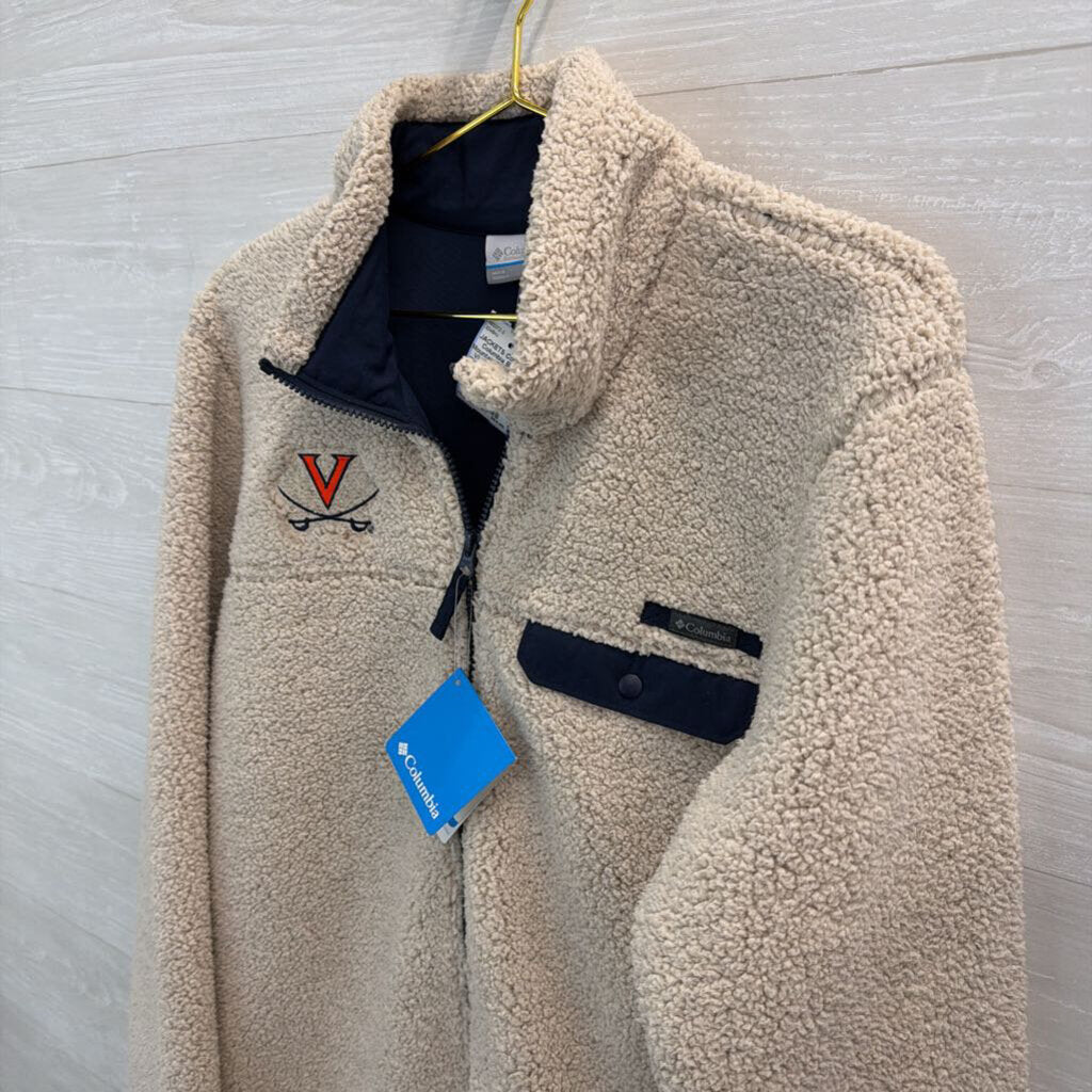 Columbia Beige Mountain Side Fleece Virginia Cavaliers Zip Up Jacket Extra Large