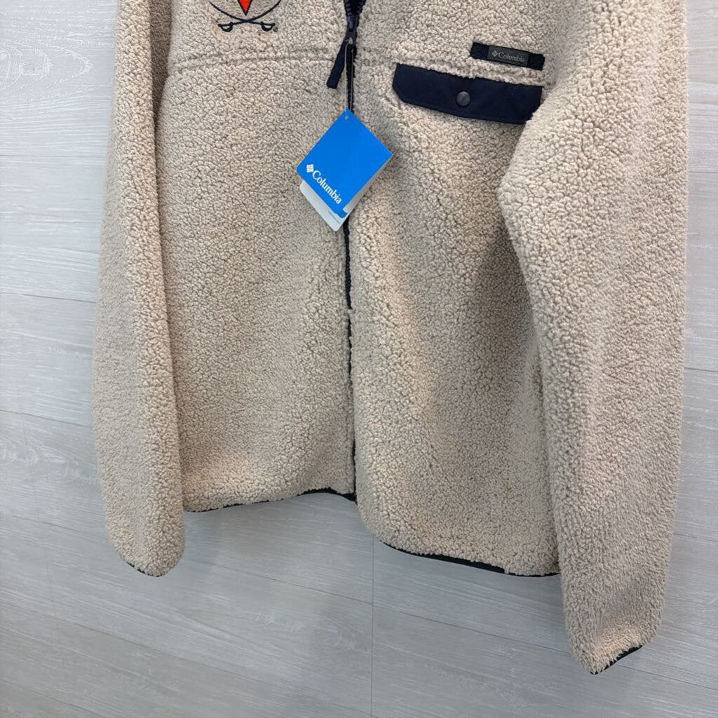 Columbia Beige Mountain Side Fleece Virginia Cavaliers Zip Up Jacket Extra Large