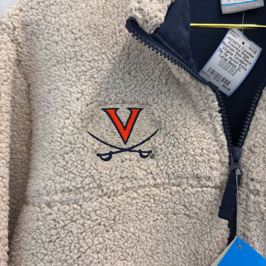 Columbia Beige Mountain Side Fleece Virginia Cavaliers Zip Up Jacket Extra Large