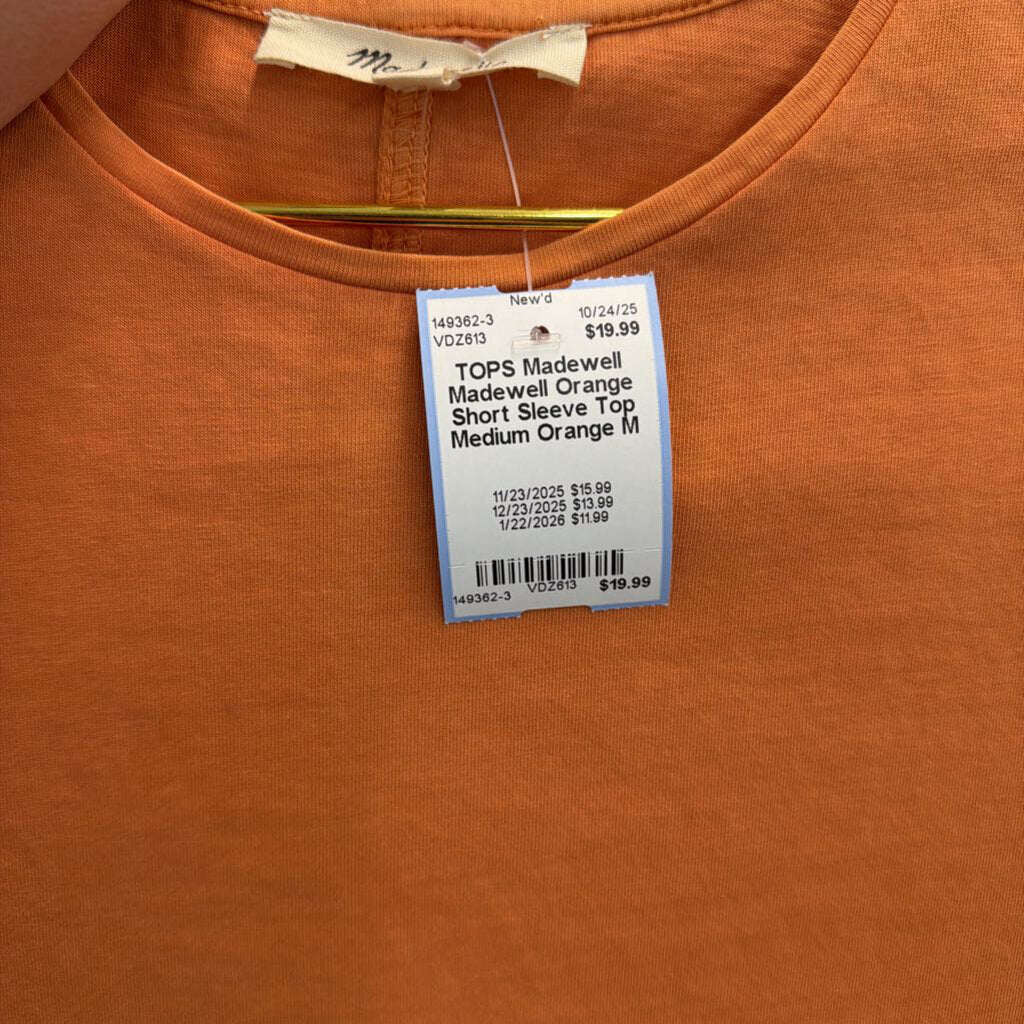 Madewell Orange Short Sleeve Top Medium