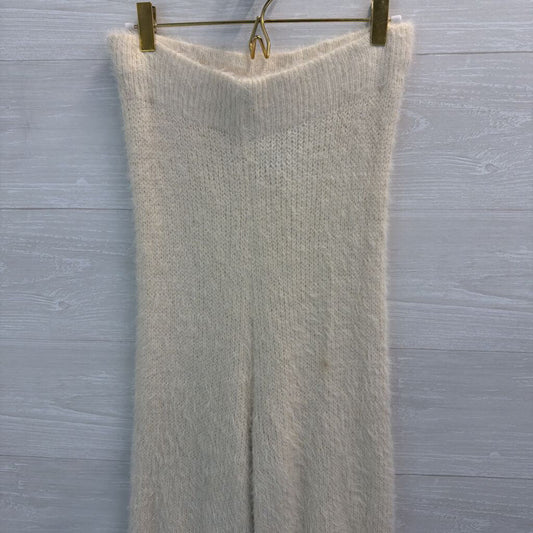 Nasty Gal Cream Soft Knit Sweater Flare Leg Strapless Jumpsuit Medium