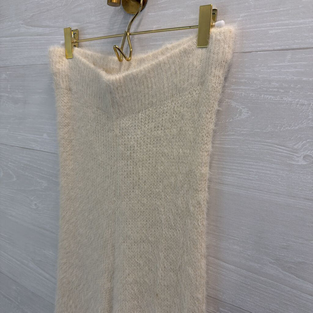 Nasty Gal Cream Soft Knit Sweater Flare Leg Strapless Jumpsuit Medium