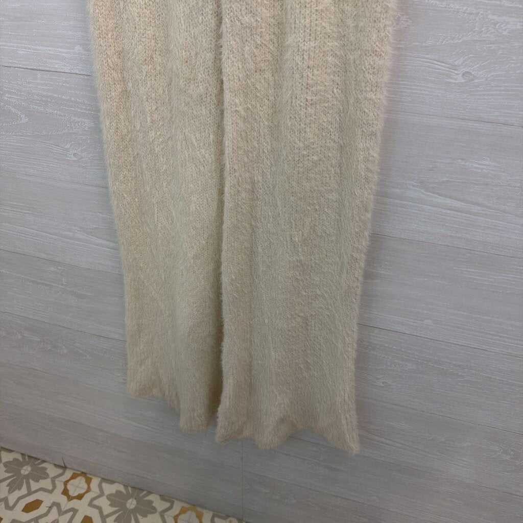 Nasty Gal Cream Soft Knit Sweater Flare Leg Strapless Jumpsuit Medium