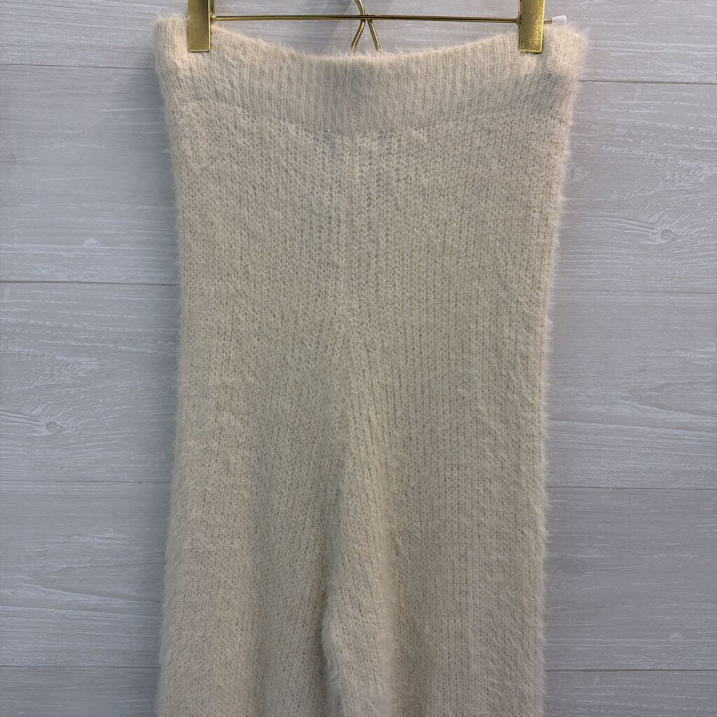 Nasty Gal Cream Soft Knit Sweater Flare Leg Strapless Jumpsuit Medium