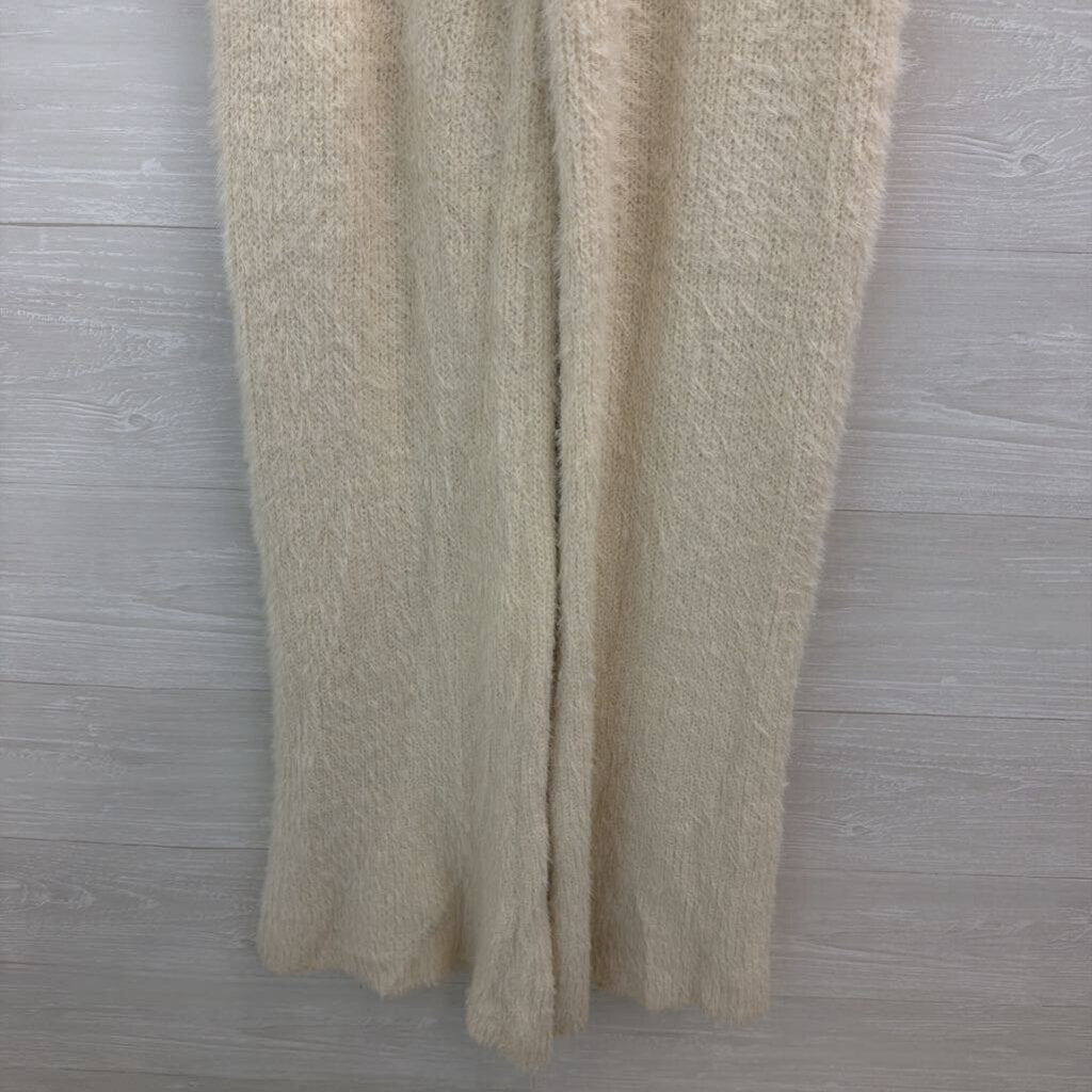 Nasty Gal Cream Soft Knit Sweater Flare Leg Strapless Jumpsuit Medium