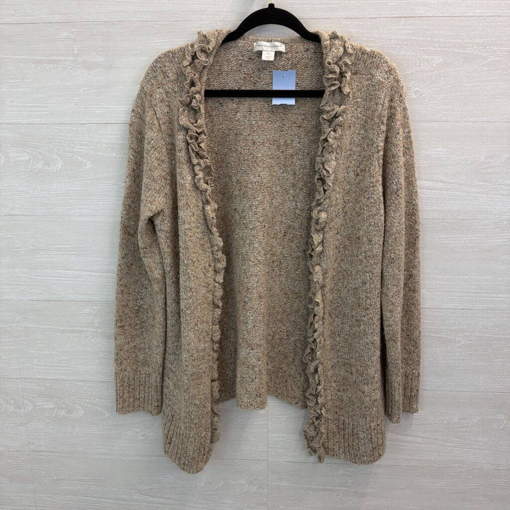 Christopher and Banks Brown Knit Ruffle Trim Cardigan Sweater Extra Large