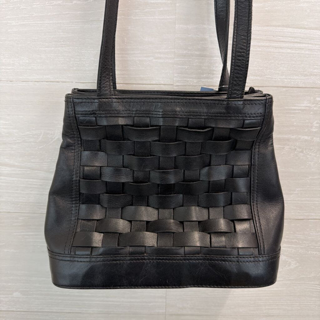 Black Woven Leather Small Purse