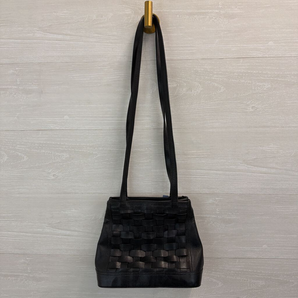 Black Woven Leather Small Purse